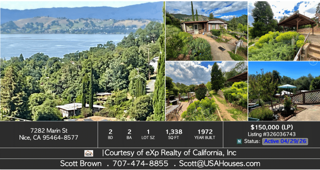 Lake County California real estate for sale includes this wonderful home for sale in Nice CA with over 1/2 acre