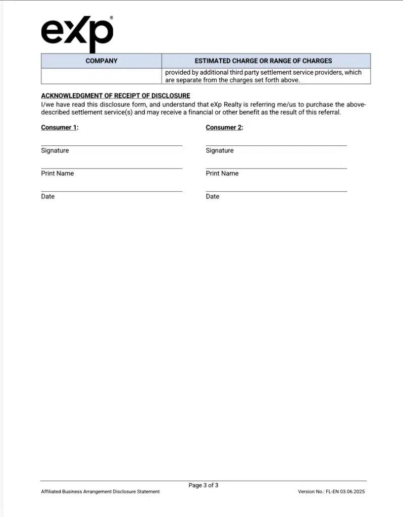 eXp Realty ABA Affiliated Business Arrangement page 3